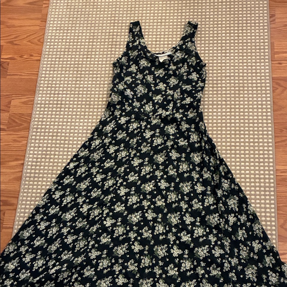 Vintage Sheer Floral Black Dress